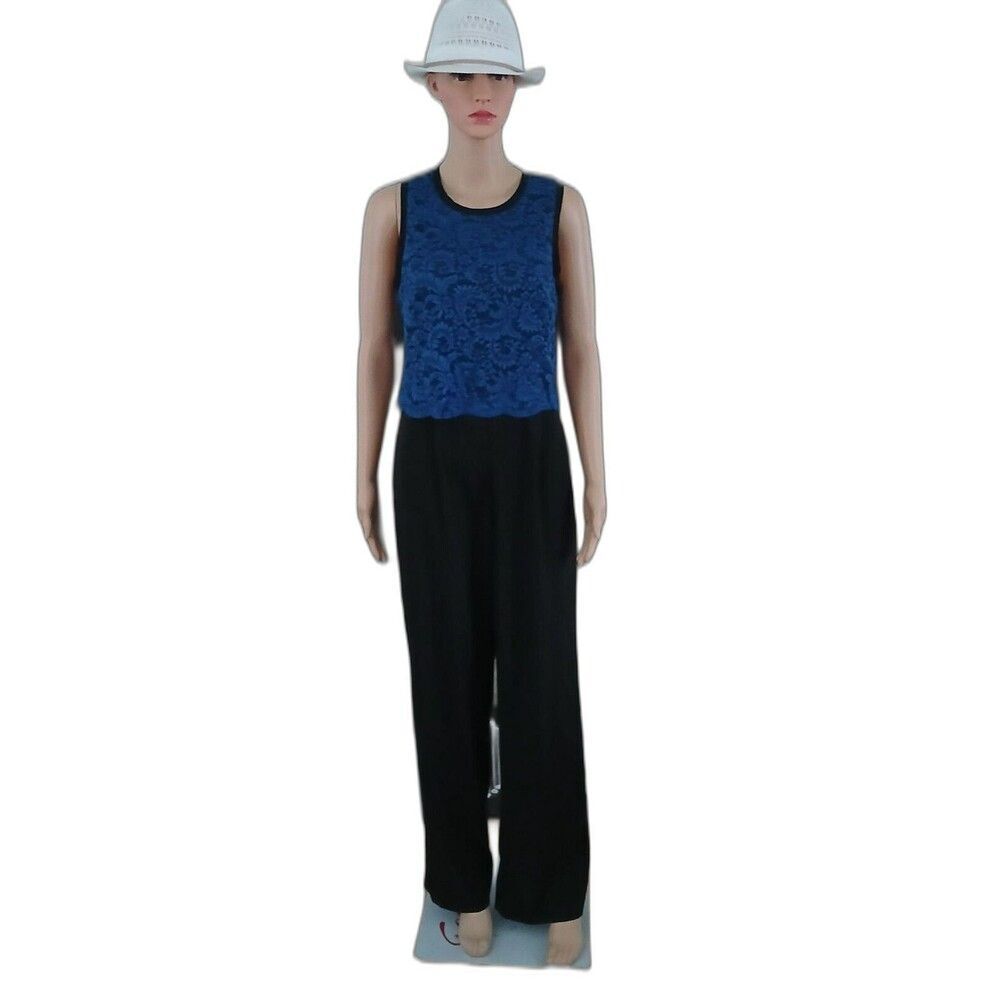 New York & Co Wide Leg Jumper Romper Side Pockets Zip Back Retro Classy Size 2